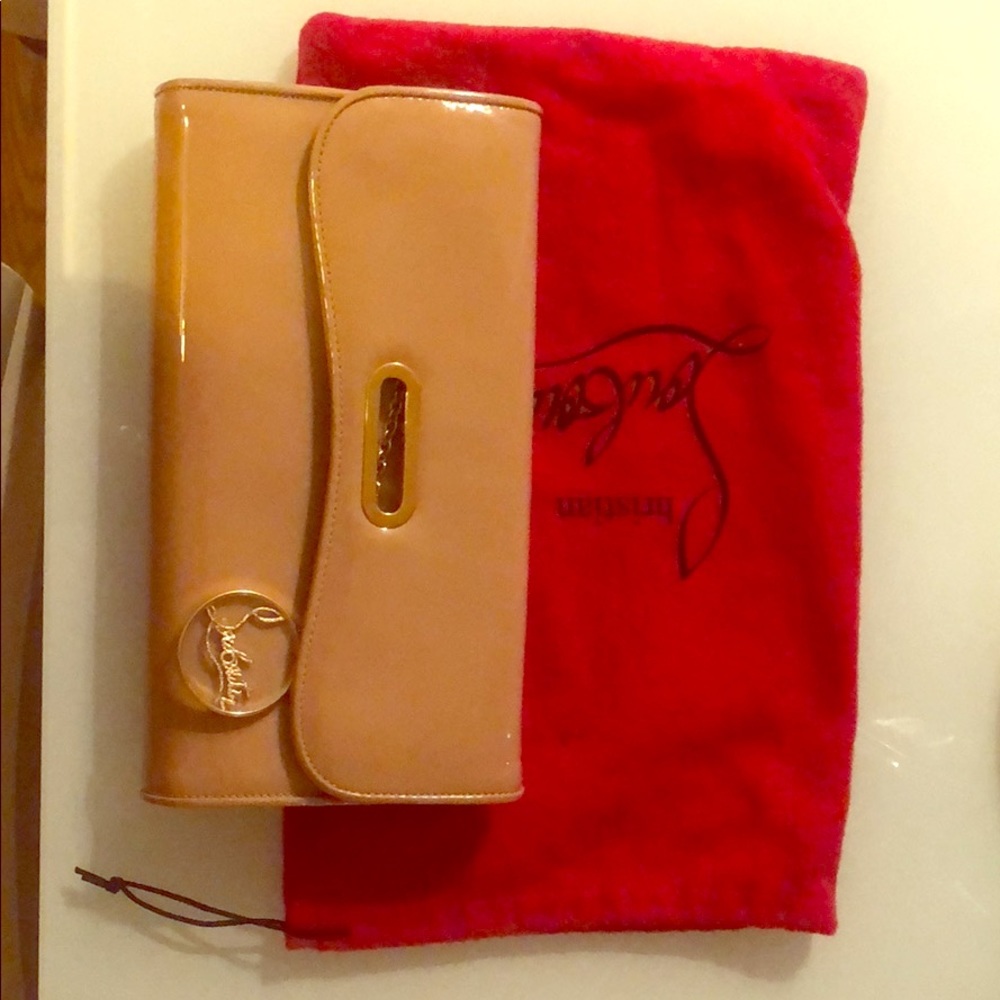 Christian Louboutin clutch - tan patent leather